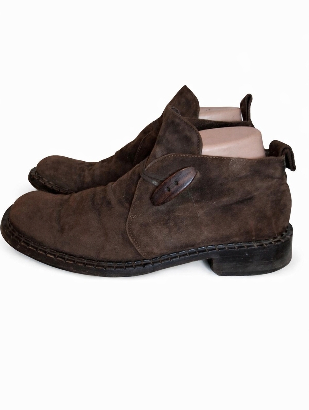 Geoffredo Fantini Brown Suede Chuka, Ankle! Vintage Flat Boots 10/40